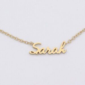 14k Sarah Gold Name Necklace Real Yellow Gold Mat